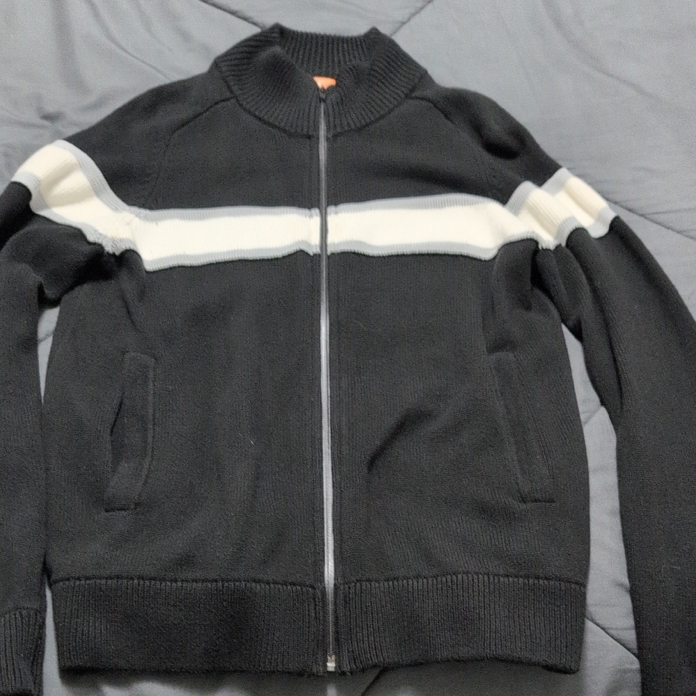 Joe Fresh Black and White Zip Up Sweater